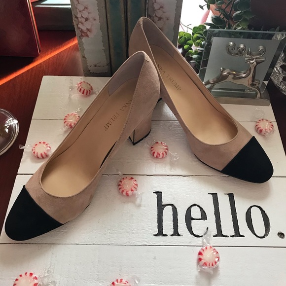 Ivanka Trump Shoes - Ivanka Trump Suede Cap Toe Pumps Natural Suede 7M